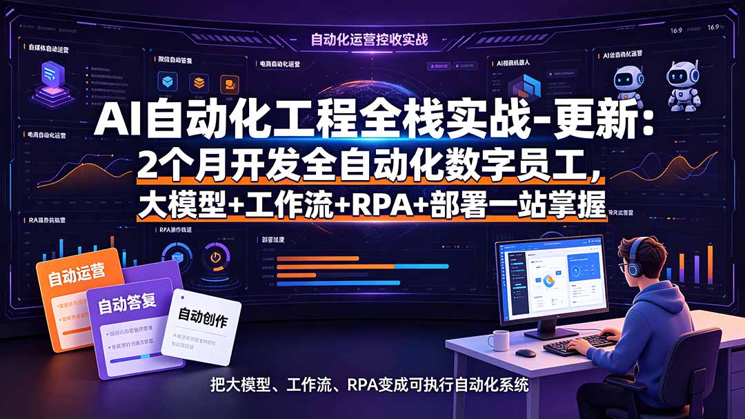 AI自动化工程全栈实战-更新：2个月开发全自动化数字员工，大模型+工作流+RPA+部署一站式掌握-鑫梵淘