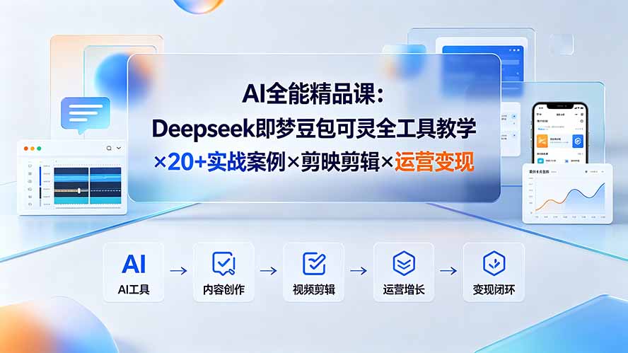 AI全能精品课：Deepseek即梦豆包可灵全工具教学×20+实战案例×剪映剪辑×运营变现-鑫梵淘