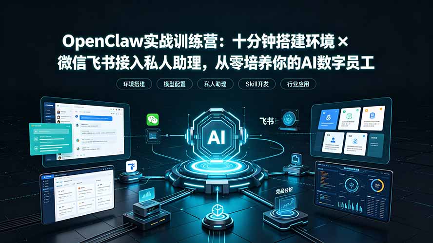 OpenClaw实战特训营：十分钟搭建环境×微信飞书接入私人助理，从零培养你的AI数字员工-鑫梵淘