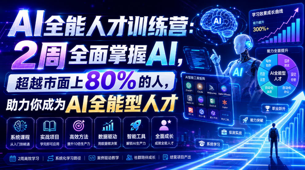AI全能人才训练营：2周全面掌握AI，超越市面上80%的人，助力你成为AI全能型人才-鑫梵淘