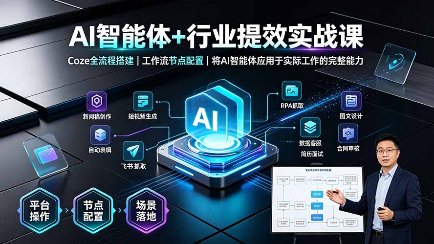 AI智能体+行业提效实战课·Coze全流程搭建｜工作流节点配置｜将AI智能体应用于实际工作的完整能力-鑫梵淘