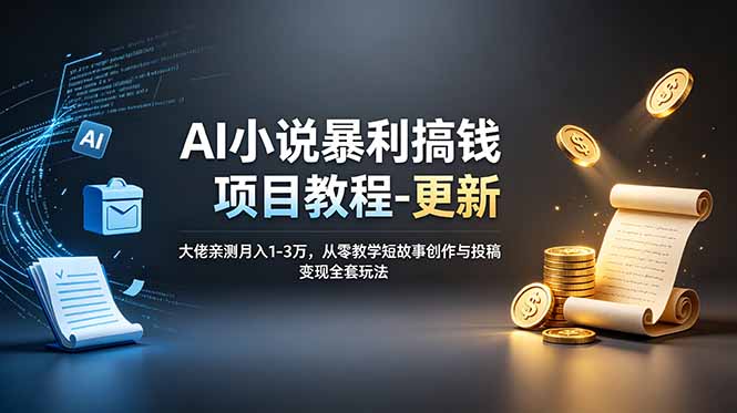 AI小说暴利搞钱项目教程-更新，大佬亲测月入1-3万，从零教学短故事创作与投稿变现全套玩法-鑫梵淘