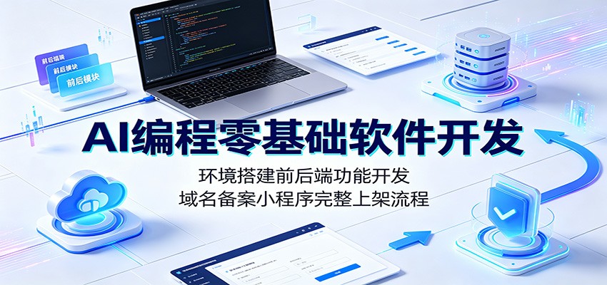 AI编程零基础软件开发：环境搭建前后端功能开发，域名备案小程序完整上架流程-鑫梵淘