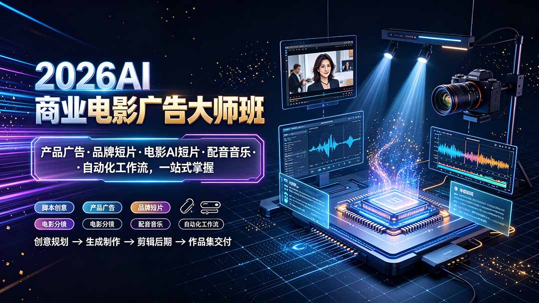 2026AI商业电影广告大师班：产品广告·品牌短片·电影AI短片·配音音乐·自动化工作流，一站式掌握-鑫梵淘