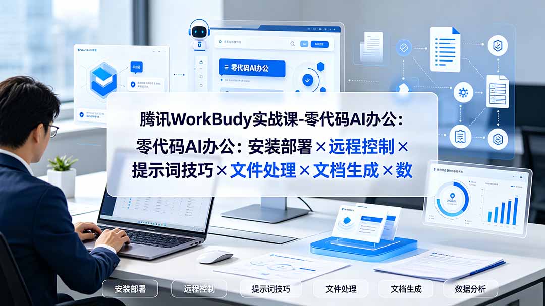腾讯WorkBuddy实战课-零代码AI办公：安装部署×远程控制×提示词技巧×文件处理×文档生成×数据分析-鑫梵淘