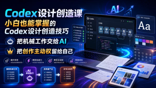 Codex设计创造课，小白也能掌握的Codex设计创造技巧，把机械工作交给AI，把创作主动权留给自己-鑫梵淘