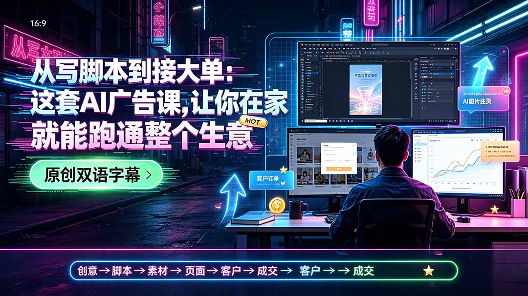 从写脚本到接大单：这套AI广告课，让你在家就能跑通整个生意【原创双语字幕】-鑫梵淘