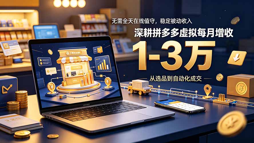 无需全天在线值守，稳定被动收入，深耕拼多多虚拟每月增收 1-3 万-鑫梵淘