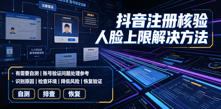 抖音注册核验人脸上限解决方法，有需要自测-鑫梵淘