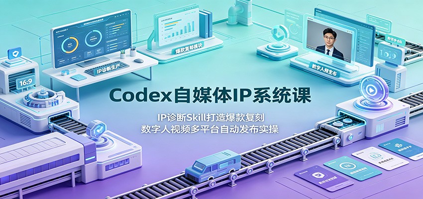 Codex自媒体IP系统课：IP诊断Skill打造爆款复刻，数字人视频多平台自动发布实操-鑫梵淘