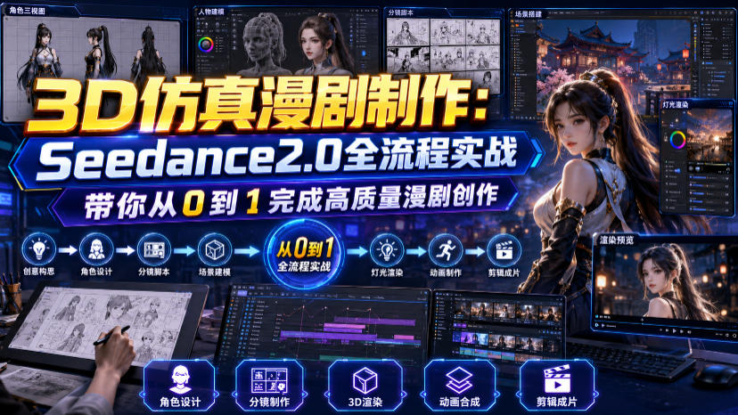 3D仿真漫剧制作：Seedance2.0全流程实战，带你从0到1完成高质量漫剧创作-鑫梵淘