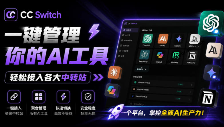 一键给Chatgpt、Codex、Claude接入地第三方中转站，CC Switch统一管理你的AI编程工具工作流-鑫梵淘