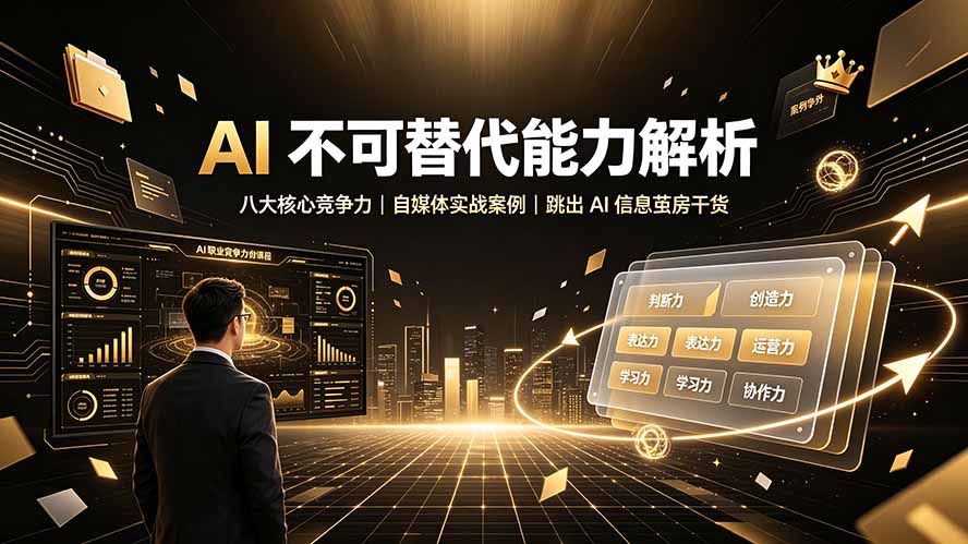 付费文章：AI 不可替代能力解析▸八大核心竞争力｜自媒体实战案例｜跳出 AI 信息茧房干货-鑫梵淘