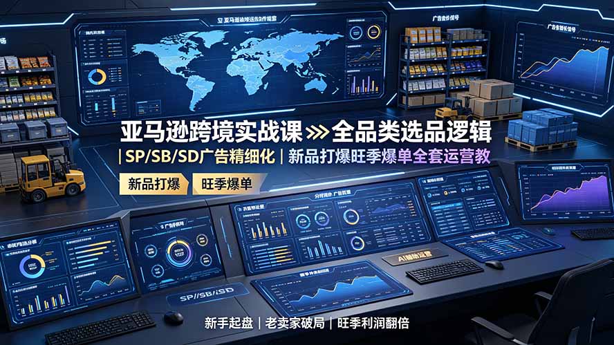 亚马逊跨境实战课：全品类选品逻辑｜SP/SB/SD广告精细化｜新品打爆旺季爆单全套运营教程-鑫梵淘