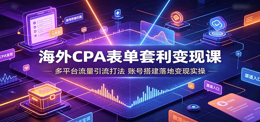 海外CPA表单套利变现课：多平台流量引流打法，账号搭建落地变现实操-鑫梵淘