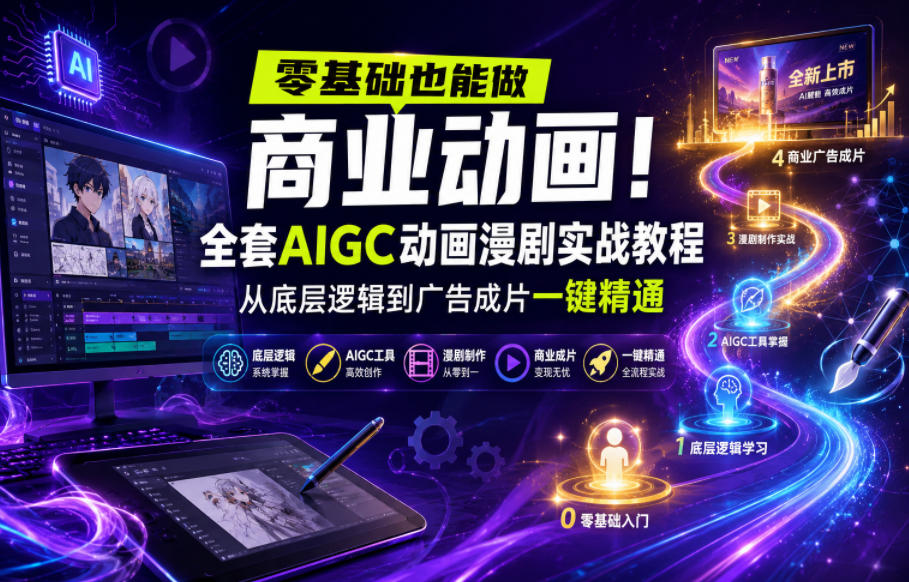 零基础也能做商业动画！全套AIGC动画漫剧实战教程，从底层逻辑到广告成片一键精通(更新0715)-鑫梵淘