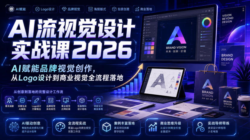 AI流视觉设计实战课2026：AI赋能品牌视觉创作，从Logo设计到商业视觉全流程落地-鑫梵淘
