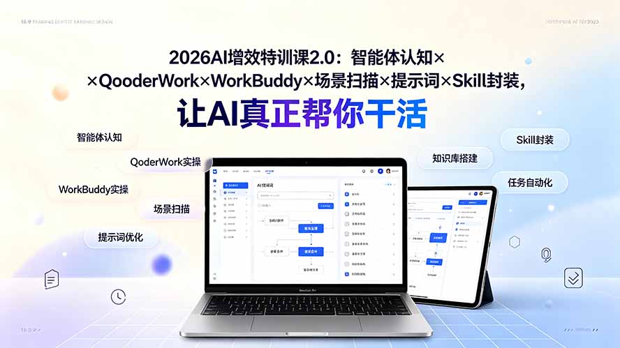 2026AI增效特训课2.0：智能体认知×QoderWork×WorkBuddy×场景扫描×提示词×Skill封装，让AI真正帮你干活-鑫梵淘