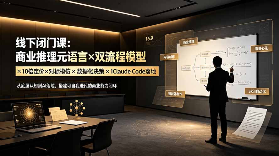 线下闭门课：商业推理元语言×双流程模型×10倍定价×对标模仿×数据化决策×Claude Code落地，击穿认知盲区-鑫梵淘