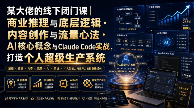 某大佬的线下闭门课｜商业推理与底层逻辑・内容创作与流量心法・AI核心概念与Claude Code实战，打造个人超级生产系统【录音+图片】-鑫梵淘