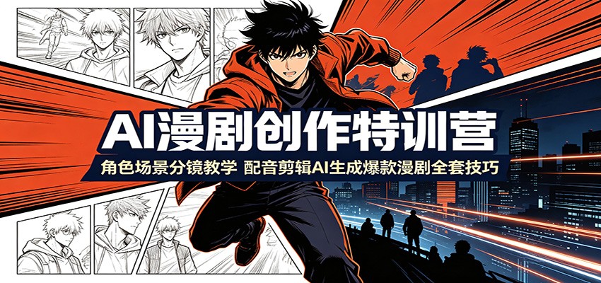 AI漫剧创作特训营：角色场景分镜教学，配音剪辑AI生成爆款漫剧全套技巧-鑫梵淘