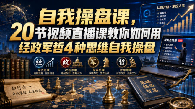 自我操盘课，20节视频直播课教你如何用经政军哲4种思维自我操盘-鑫梵淘