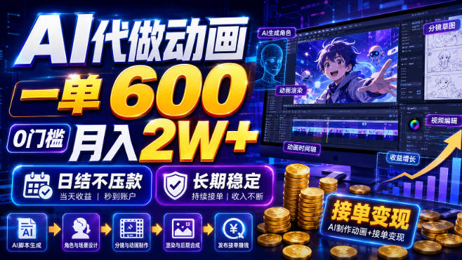 AI代做动画，一单600，0门槛月入2W+，日结不压款，长期稳定【揭秘】-鑫梵淘