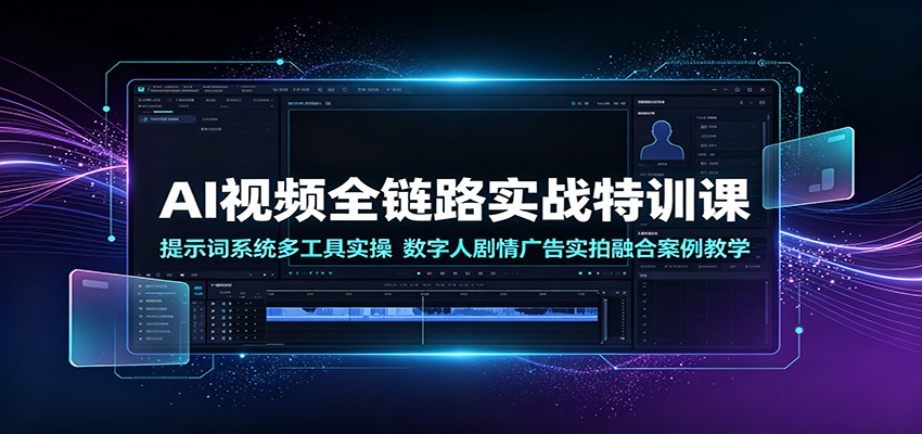 AI视频全链路实战特训课：提示词系统多工具实操，数字人剧情广告实拍融合案例教学-鑫梵淘