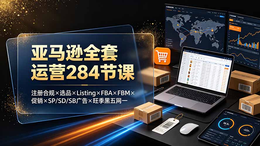 亚马逊全套运营284节课：注册合规×选品×Listing×FBA×FBM×促销×SP/SD/SB广告×旺季黑五网一-鑫梵淘