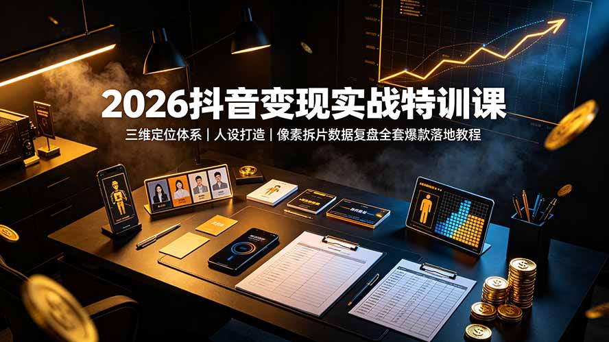 2026抖音变现实战特训课：三维定位体系｜人设打造｜像素拆片数据复盘全套爆款落地教程-鑫梵淘