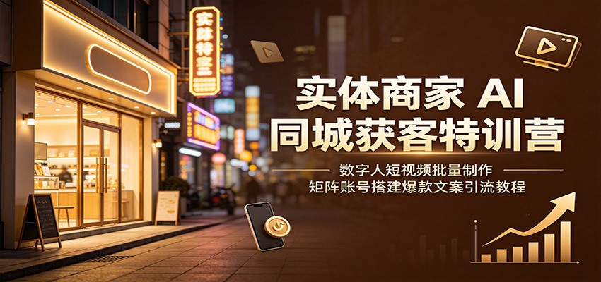 实体商家AI同城获客特训营：数字人短视频批量制作，矩阵账号搭建爆款文案引流教程-鑫梵淘