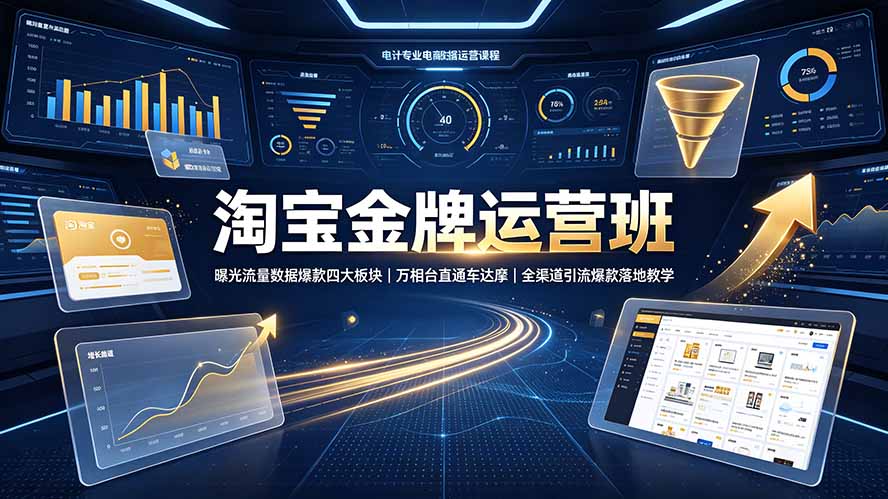 淘宝金牌运营班-7月：曝光流量数据爆款四大板块｜万相台直通车达摩｜全渠道引流爆款落地教学-鑫梵淘