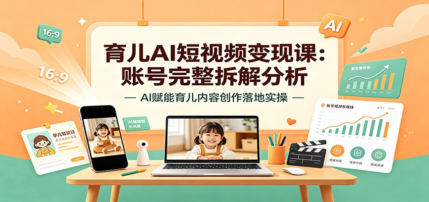 育儿AI短视频变现课：账号完整拆解分析，AI赋能育儿内容创作落地实操-鑫梵淘