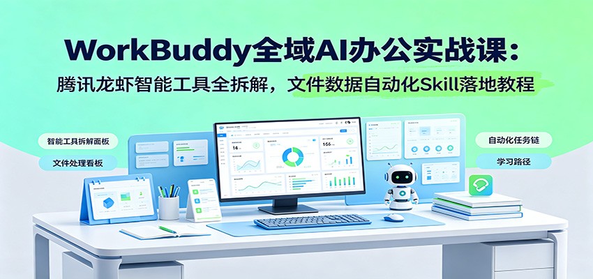 WorkBuddy全域AI办公实战课：腾讯龙虾智能工具全拆解，文件数据自动化Skill落地教程-鑫梵淘