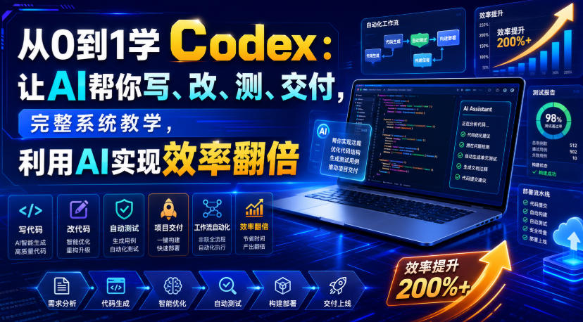 从0到1学Codex：让AI帮你写、改、测、交付，完整系统教学，利用AI实现效率翻倍-鑫梵淘