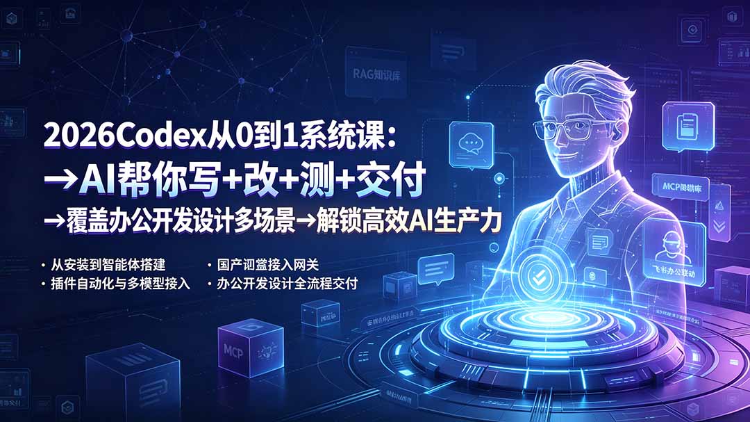 2026Codex从0到1系统课：→AI帮你写+改+测+交付→覆盖办公开发设计多场景→解锁高效AI生产力-鑫梵淘