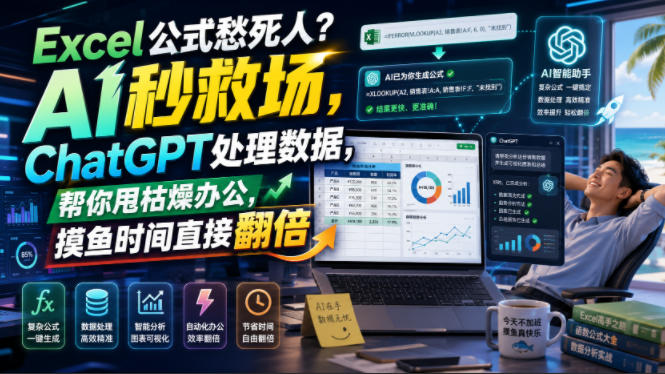 Excel公式愁死人？AI秒救场，ChatGPT处理数据，帮你甩枯燥办公，摸鱼时间直接翻倍【原创双语字幕】-鑫梵淘