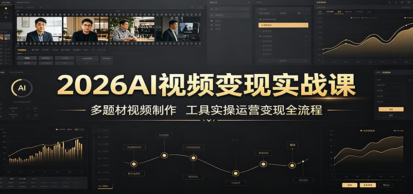 2026AI视频变现实战课：多题材视频制作，工具实操运营变现全流程-鑫梵淘