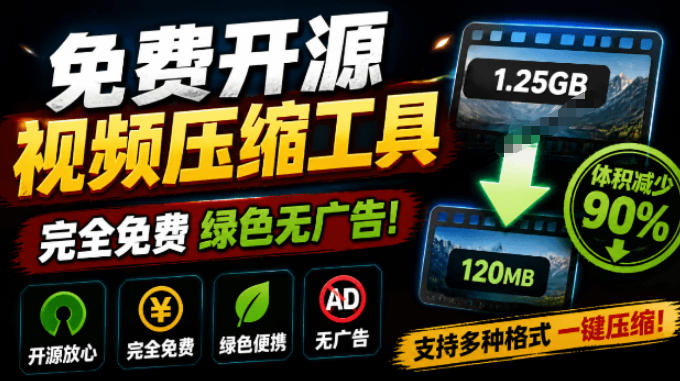 Github开源视频压缩瘦身工具，轻松压缩90%，并保持画质清晰，完全免费绿色无广告！VideoSlim-鑫梵淘