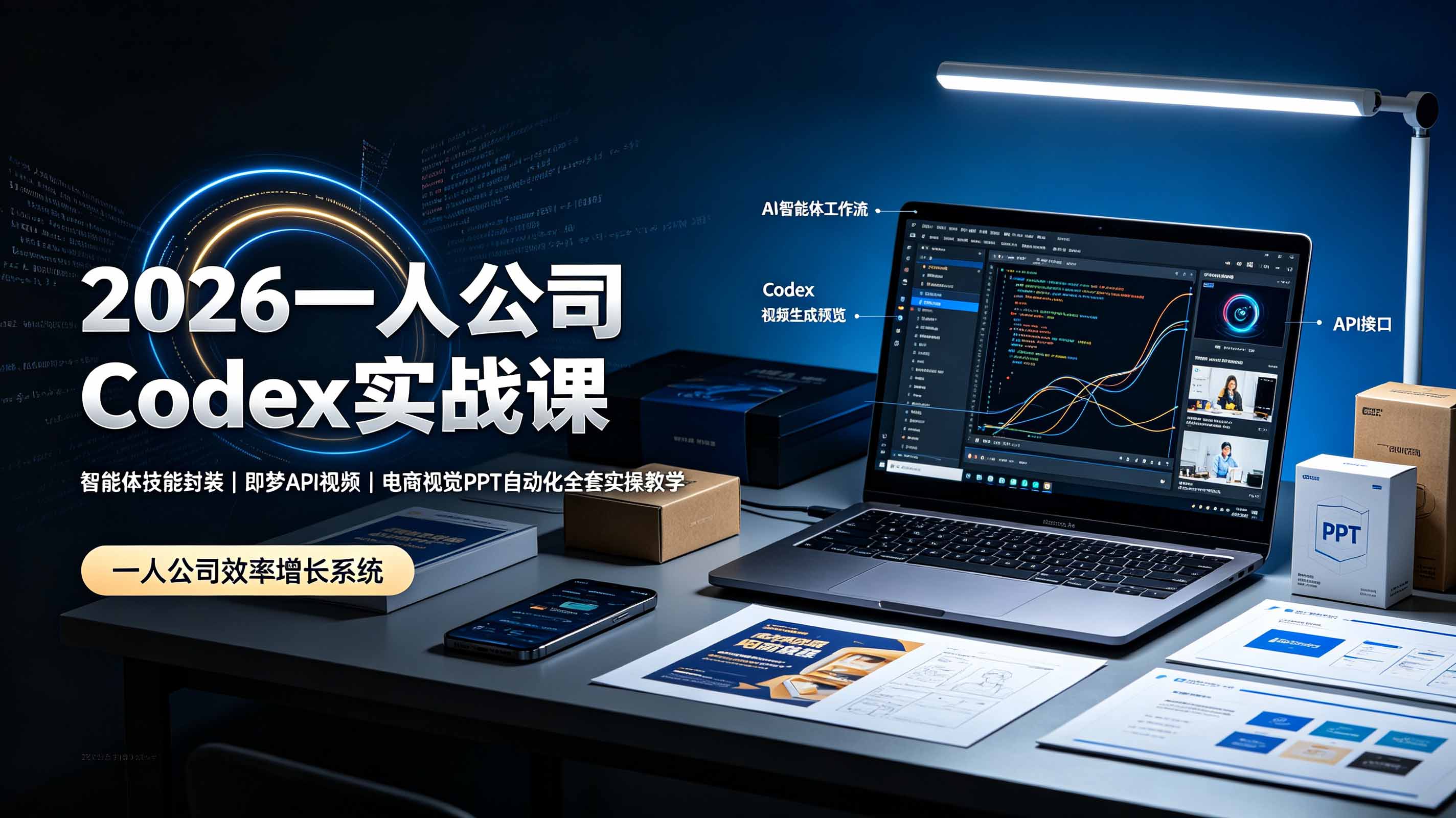 2026一人公司Codex实战课◆智能体技能封装｜即梦API视频｜电商视觉PPT自动化全套实操教学-鑫梵淘