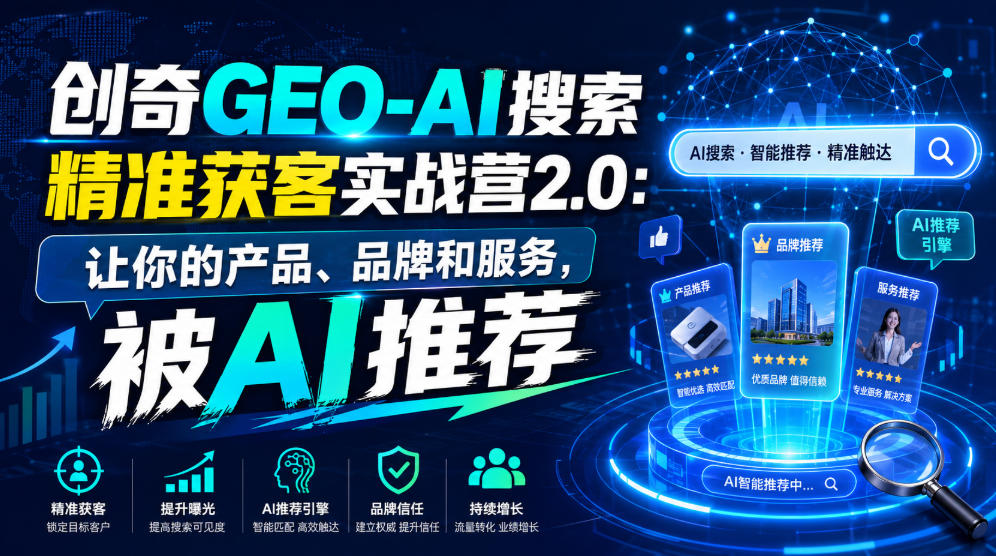 创奇GEO-AI搜索精准获客实战营2.0：让你的产品、品牌和服务，被AI推荐-鑫梵淘