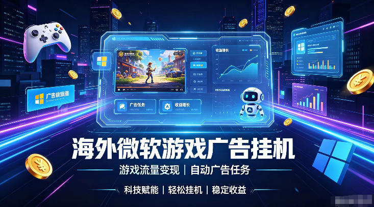 海外游戏广告自动挂G，轻资产海外副业风口，单设备稳定产出500+【揭秘】-鑫梵淘