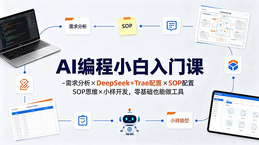 AI编程小白入门课-需求分析×DeepSeek+Trae配置×SOP思维×小样开发，零基础也能做工具-鑫梵淘