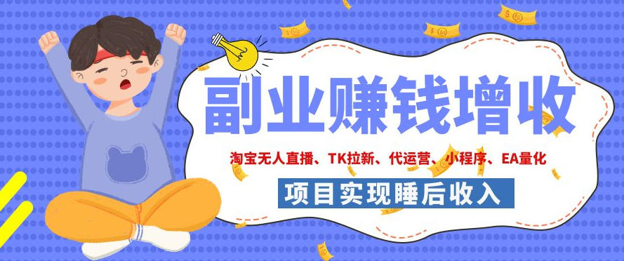2026年多个真实落地副业项目，手把手带你搭建被动收入管道(淘宝无人直播、海外TK拉新、CSGO饰品交易、去水印小程序等)【揭秘】-鑫梵淘