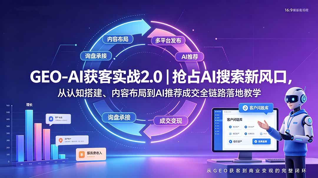 GEO-AI获客实战｜抢占AI搜索新风口，从认知搭建、内容布局到AI推荐成交全链路落地教学-鑫梵淘