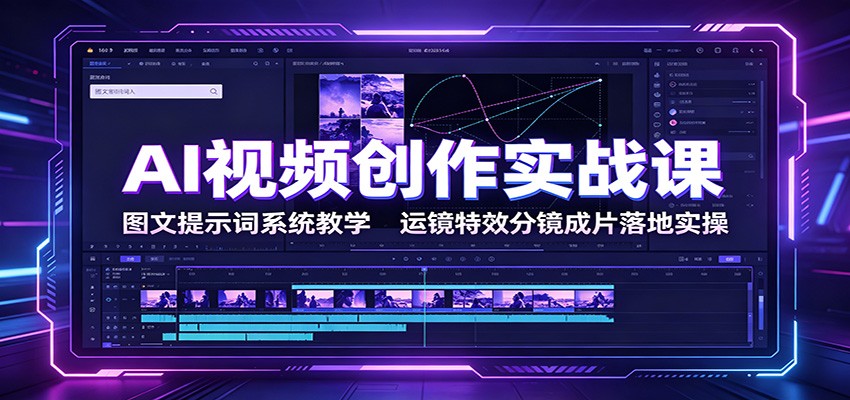 AI视频创作实战课：图文提示词系统教学，运镜特效分镜成片落地实操-鑫梵淘