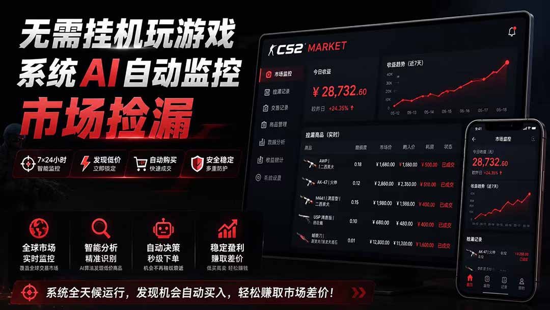 系统AI自动监控市场捡漏，不用玩游戏|只需要一部手机|支持任何形式数据验证-鑫梵淘