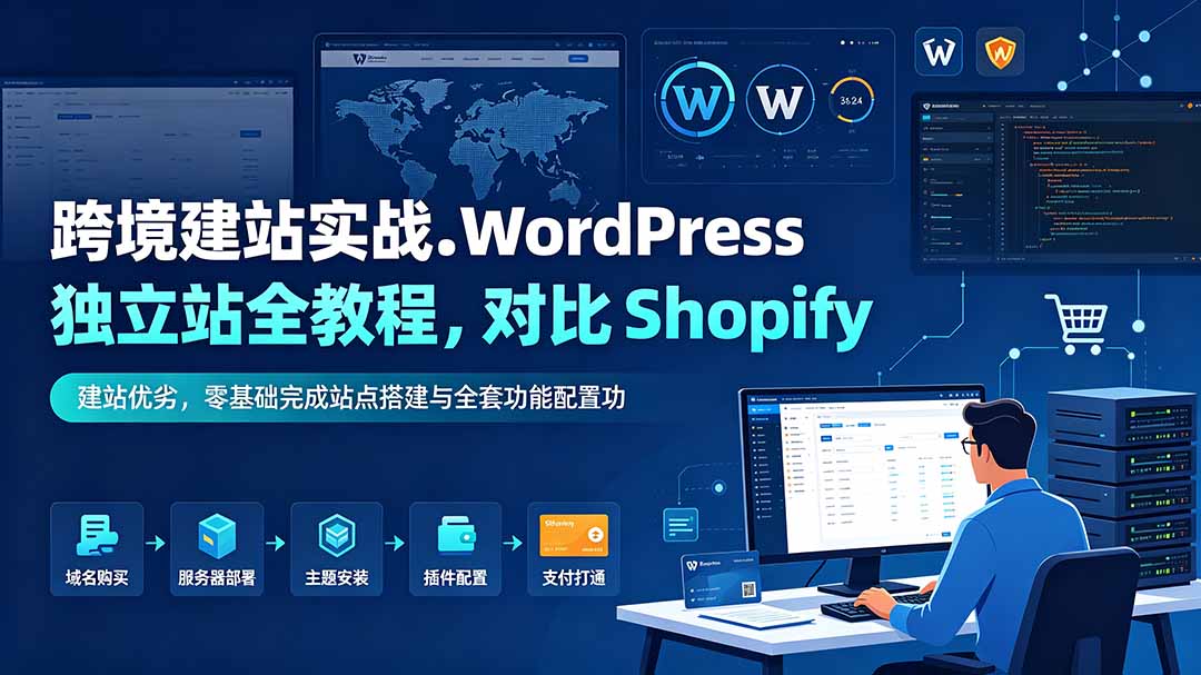 跨境建站实战：WordPress 独立站全教程，对比 Shopify 建站优劣，零基础完成站点搭建与全套功能配置-鑫梵淘