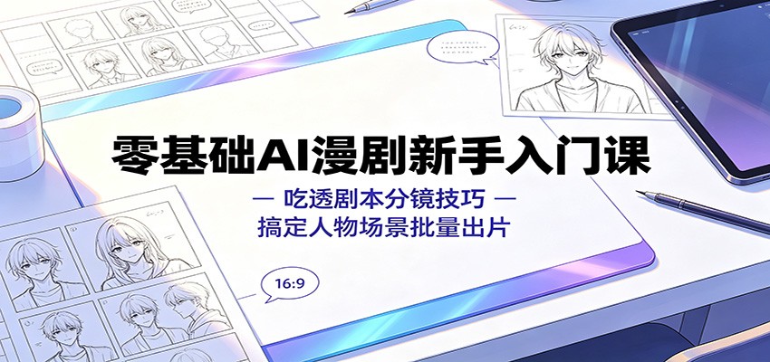 零基础AI漫剧新手入门课：吃透剧本分镜技巧，搞定人物场景批量出片-鑫梵淘