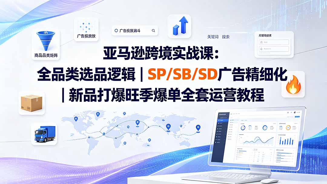 亚马逊跨境实战课-更新：全品类选品逻辑｜SP/SB/SD广告精细化｜新品打爆旺季爆单全套运营教程-鑫梵淘